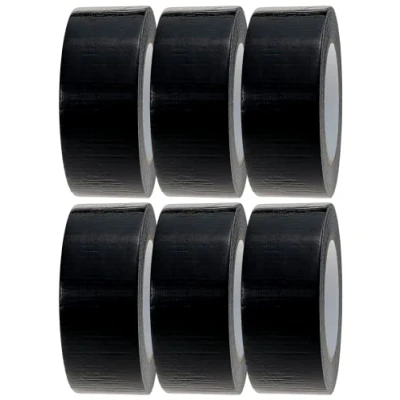 Image of Crimson Starfish Black Duct Tape 6 Rolls of 48mm x 45m Gaffer Water Resistant Adhesive Multi Use for Indoor/Outdoor Strong