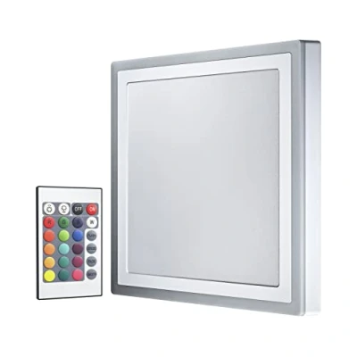 Image of LEDVANCE Decorative LED Wall and Ceiling Luminaire, RGB Colors various Modes adjustable per Remote Control, dimmable Panel, 38W, Warm WHITE (3000K), Square (400mm x 400mm), COLOR +
