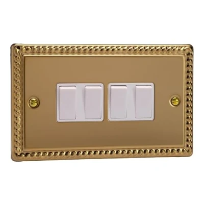 Image of Varilight 4G 1 or 2W 10A Switch Georgian Brass XG9W