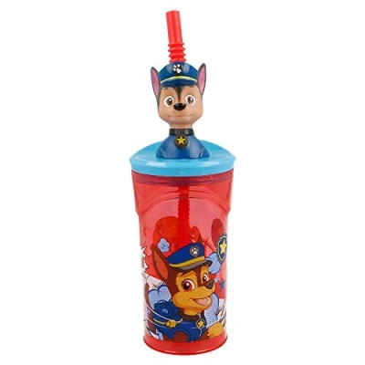Image of 3D Figurine Tumbler Paw Patrol, Red, Childrens Drinking Cup Straw 23 x 7.5