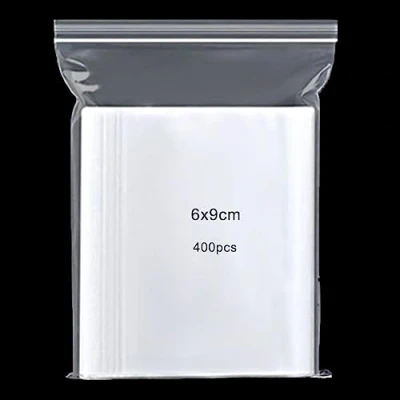 Image of 400pcs Grip Seal Bags, 6x9cm Resealable Zip Lock small Clear Plastic Reusable Polythene Pouches, Sealable Storage Baggies for items