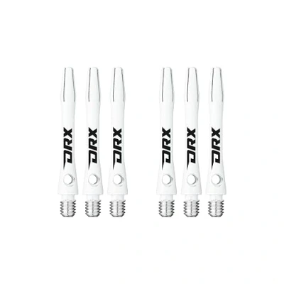 Image of RED DRAGON DRX Coated Aluminium Short White Logo Dart Stems (Shafts) 2 sets per pack (6 in total)