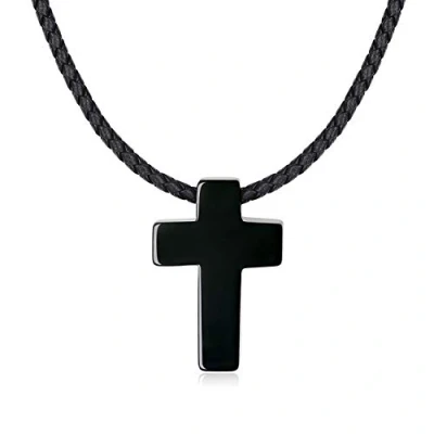 Image of COAI Black Obsidian Necklace Cross for Men Women, Leather