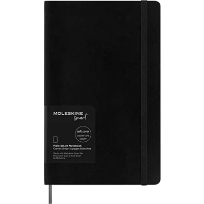 Image of Moleskine Smart Notebook, Writing System, Notebook with Soft Cover, Blank Pages and Elastic Closure, Large Format 13 x 21, Colour Black