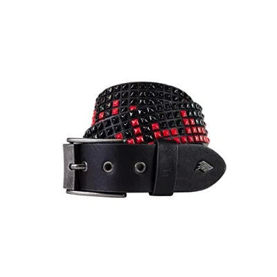 Image of Lowlife Shrink Leather Belt in Black Red