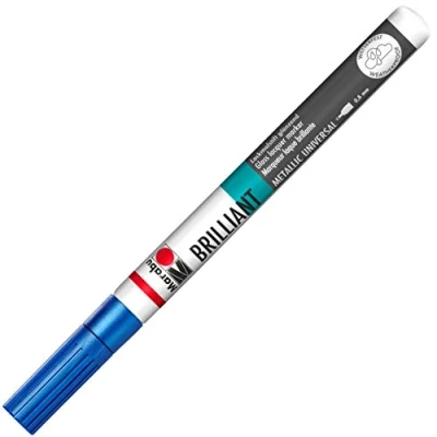 Image of Marabu Brilliant Painter Tip, Marker Pen, Metallic Blue, 1.2 x 14.4 cm