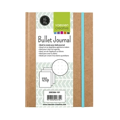 Image of Vaessen Creative Bullet Notebook, A5 Planner with 120 Dotted Pages for Daily Journaling and Handlettering, Brown