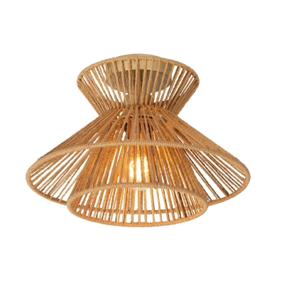 Image of Tasman Scandinavian Flush Ceiling Light Ø 32cm 1xE27 Wood