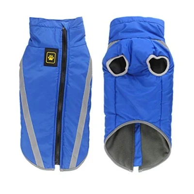 Image of FEimaX Dog Coat Waterproof Windproof Pet Warm Jacket Outdoor, Puppy Reflective Adjustable Outfit Vest Cold Winter Clothes for Small Medium Large Dogs Soft Fleece Cotton Lined, with Harness Hole