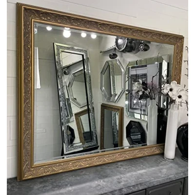 Image of XL Ornate Antique Gold Framed Wall Mirror 170cm x 79cm / 67&quot; 31&quot; 5ft7 2ft7 Bevelled Glass Elegant Decorative VERONA