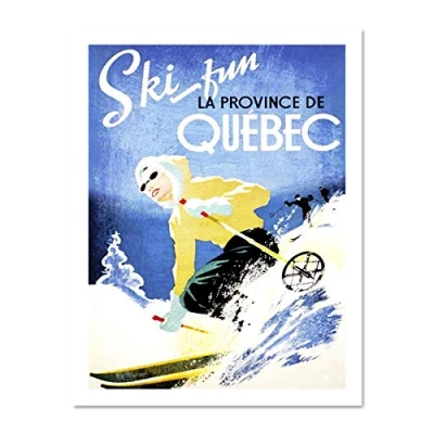 Image of Wee Blue Coo Travel Tourism Winter Sport Quebec Canada Ski Snow Downhill Large Framed Art Print Poster Wall Decor 18x24 inch