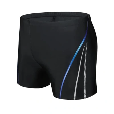 Image of AMZSPORT Swimming Trunks Men, Quick Dry Swim Shorts Beach Board Swimwear, Black, S