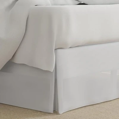 Image of Lux Hotel Microfiber Tailored Style Bed Skirt with Classic 14 Inch Drop Length, Full, White