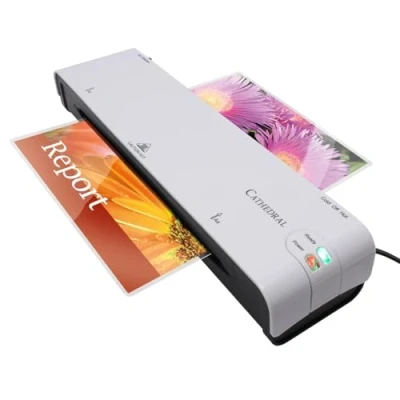 Image of White A4 Laminator with Jam Release Mains Powered Paper &amp; Card Laminating Machine for Home, Office, Business Protect Documents, Posters, Images, Projects H6.5 x W42 D10cm