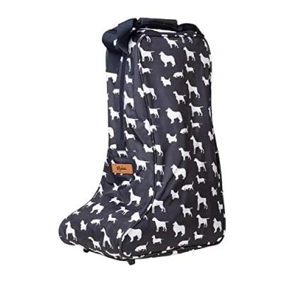 Image of Rydale Wellington Boot Storage Bag Zipped Carry Handle Carrier Welly Men&#039;s Ladies (Multi Dog Navy)
