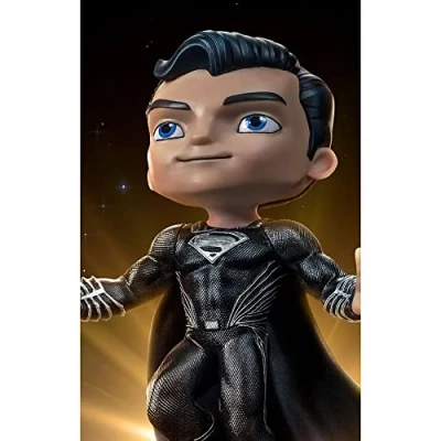 Image of Iron Studios &amp; MiniCo DCCJLE51921 MC Superman Black Suit Justice League Mini Co. Deluxe, Solid, Multicolour, M