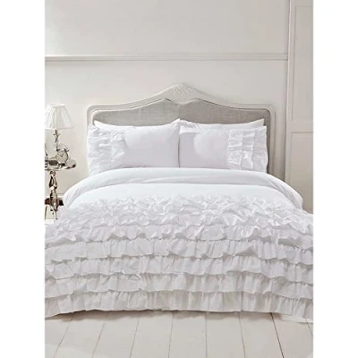 Image of Rapport Flamenco Duvet Set, single, White