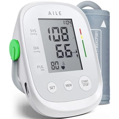 Image of AILE Upper Arm Blood Pressure Monitor: CE Certified MHRA Registered Tested for Accuracy Medical Machine BP Monitor Home Small Large Cuff UK Approved Digital Sphygmomanometer