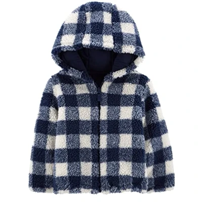 Image of Simple Joys by Carter&#039;s Toddler Boys&#039; Hooded Sherpa Jacket, Navy/Ivory, 4 Years