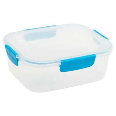 Image of URBN CHEF Food Plastic Storage Container Airtight Seal Clip &amp; Lock Lid Dishwasher Safe (3, 2.1L Blue)