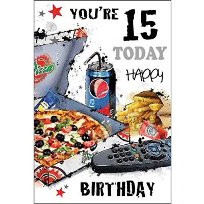 Image of Jonny Javelin Boy Age 15 You&#039;re Today Happy Birthday Card Pizza