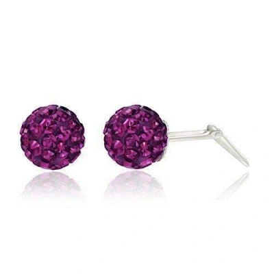 Image of Sterling silver 6mm amethsyt glitterball crystal Andralok stud earrings/Gift box