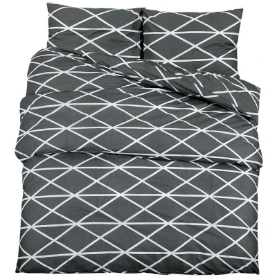 Image of vidaXL Duvet Cover Set Grey 240x220 cm Cotton