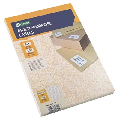 Image of D.RECT Adhesive Labels Universal (55.5x21.2mm on A4) Self Printable 100 Sheets Package 56 Sheet 5600 Pieces White