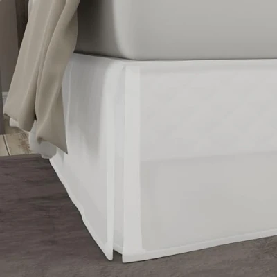Image of TodaysHome TOH25014WHIT03 Microfiber Classic Tailored Styling Bed Skirt Dust Ruffle, Queen, White