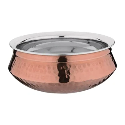 Image of Olympia Large Handi Copper Serving Dish 200mm Double Walled, Durable, Wide Rim, Home Restaurant Café Buffet Display Rice Curry Food Pot