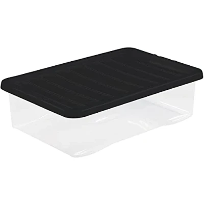 Image of MULTI PACK OF 5 under bed 32 litre storage new (made in uk) CLEAR BASE