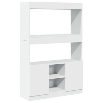 Image of vidaXL Highboard Sideboard Cabinet White Engineered Wood, 180cm Tall, 90kg Capacity Ideal for Living Room, Bedroom, Office Storage