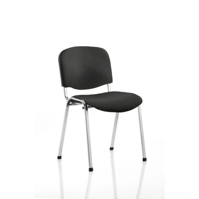Image of ISO Stacking Chair Black Fabric Chrome Frame Without Arms