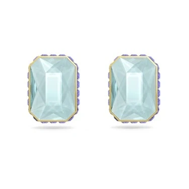 Image of Swarovski Orbita Stud Earrings, Purple Crystal in a Gold Tone Plated Setting, from the Collection