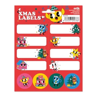 Image of Grupo Erik Label Stickers Christmas Gift Tags for Presents, School Name Stickers, Kids Food Labels Coloured Sticky Labels,