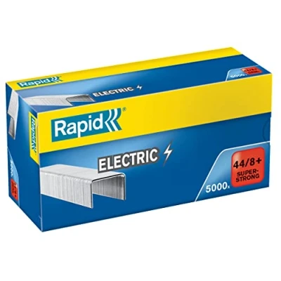Image of Rapid 44/8+mm Strong Staples, For Stapling up to 50 Sheets, Use with Electric Staplers, Galvanised Wire, Box of 5000, 24868900