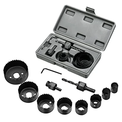 Image of 11 x Hole Saws, Bi Metal Drilling Crows, Saws 8 Discs: 19 mm 64 Crowns Drills, for Aluminium Wood PVC and Plastic Suitable Drill Percutor or I. compact