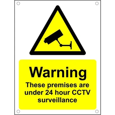 Image of Warning Premises Protected 24 Hour CCTV Surveillance Pre Drilled sign 300mm x 400mm 3mm Aluminium Composite ultra hi durability