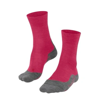 Image of FALKE Women&#039;s TK5 Wander W So Wool Thin Anti Blister 1 Pair Hiking Socks, Pink Rose/Grey 8560, 4 5