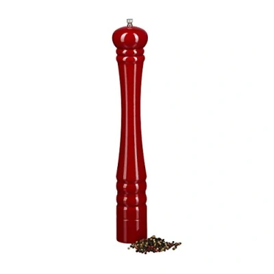 Image of Relaxdays Set of 2 Wooden Pepper Mills, Ceramic Grinding Mechanism, Large, Size: 40 x 6 cm, Classic Design, Brown