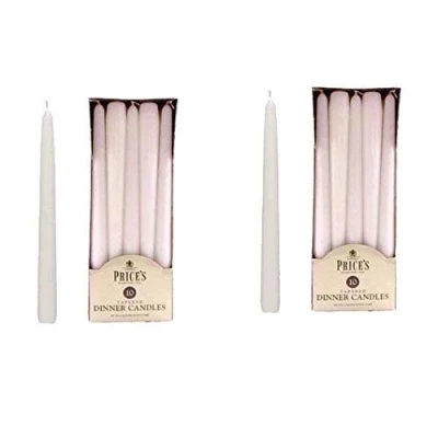 Image of Prices Candles Dinner Candle, Pack of 10, White x 2 Packs (20 Candles)