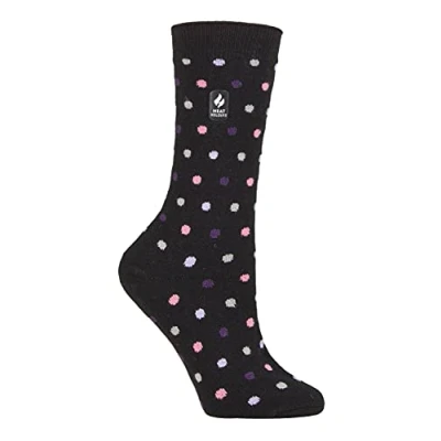 Image of HEAT HOLDERS Ultra Lite Ladies Thin Lightweight 1.0 TOG Winter Warm Casual Thermal Dress Socks (4 8 uk, Black/Purple (Nicosia))