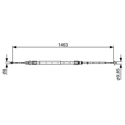 Image of 34406792263, 34406857639 Brake Cable BOSCH 1 987 482 492 1463mm BMW: Hatchback