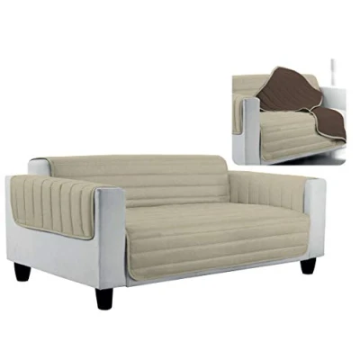Image of Italian Bed Linen Elegant Quilted Sofa Cover Doubleface, Dove Grey/Brown 2 Places Maxy, 100% microfiber,