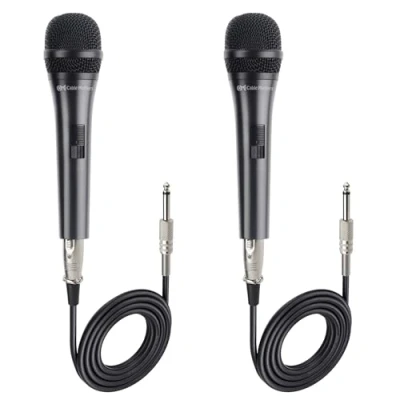 Image of Cable Matters 2 Pack Cardioid Dynamic Vocal Microphones with 4.5m Cable, Wired Singing Microphone/Singing Machine Microphone Karaoke