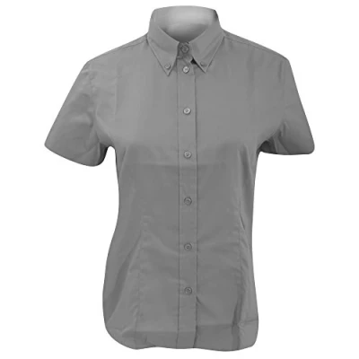 Image of Kustom Kit Ladies Corporate Oxford Short Sleeve Shirt (12) (Silver Grey)