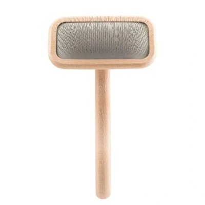 Image of Chris Christensen Dog Brush, Mark II Small Slicker Groom Like a Professional, Stainless Steel Pins, Lightweight Beech Wood Body, Ground and Polished Tips