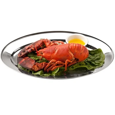 Image of Serving Platter Stainless Steel Oval Dish Multipurpose Food Tray for Dinner Buffet, Parties and Gatherings
