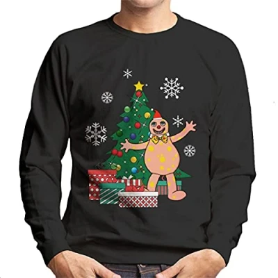 Image of Cloud City 7 Mr Blobby Around The Christmas Tree Men&#039;s Sweatshirt Black