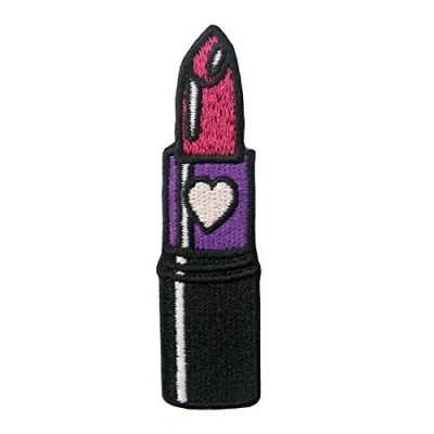 Image of Glitter Lipstick Embroidered Applique Iron On Sew Patch